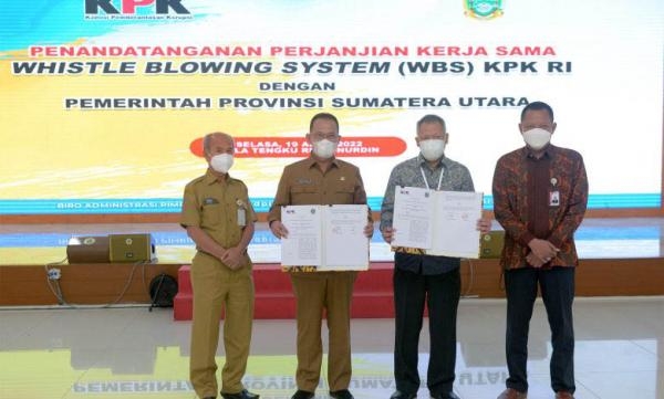 Komitmen Perketat Pencegahan dan Pemberantasan Korupsi, Pemprov Sumut Teken Perjanjian Kerja Sama Whistle Blowing System dengan KPK